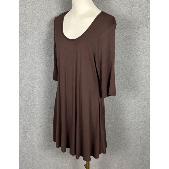 24seven Comfort Apparel Women's Elbow Sleeve Swing Tunic Size XL Brown NWT's. - Picture 4 of 8